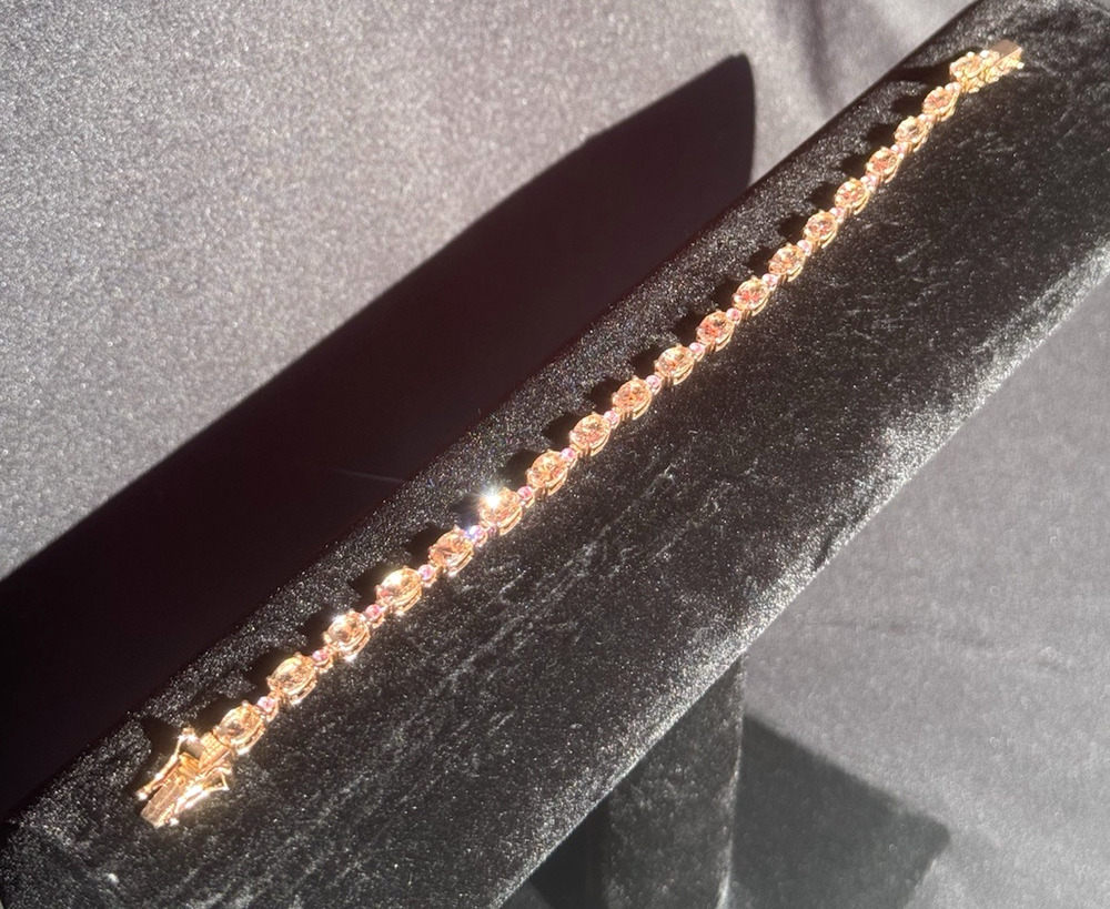 Pink Morganite & Moissanite Tennis Bracelet 18k Gold Vermeil Sterling 925 D'Joy